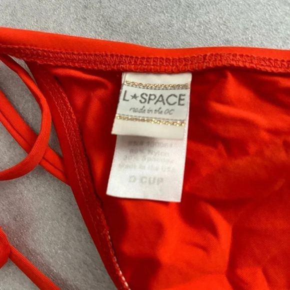 [D cup/ Medium] L Space Paprika Fringed Halter Top & D Ring Bottom Bikini Set - Picture 7 of 8